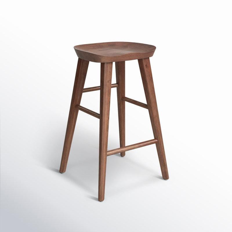 Masif Sırtlıksız Eyer Tipi Oturaklı Ham Ahşap Bar Sandalyesi - 66 cm - 148824