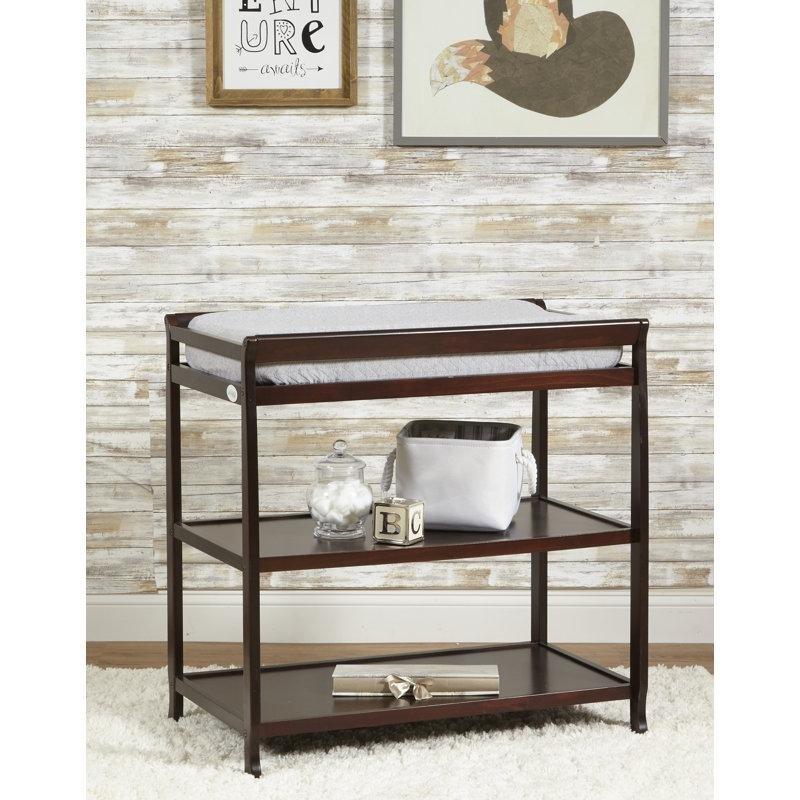 Masif ve Endüstriyel Ahşap Açık Raflı Alt Değiştirme Masası - 86x51 cm - 163135