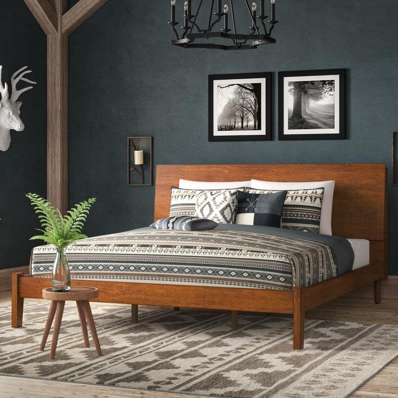 Masif ve Endüstriyel Ahşap Şarj İstasyonlu Raflı Başlıklı Karyola - 204x232 cm - 142546