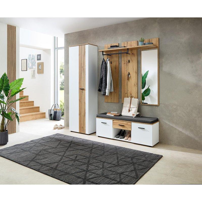 Mat Beyaz Oturaklı 3 Parçalı Portmanto Vestiyer Seti - 192 cm - 158695