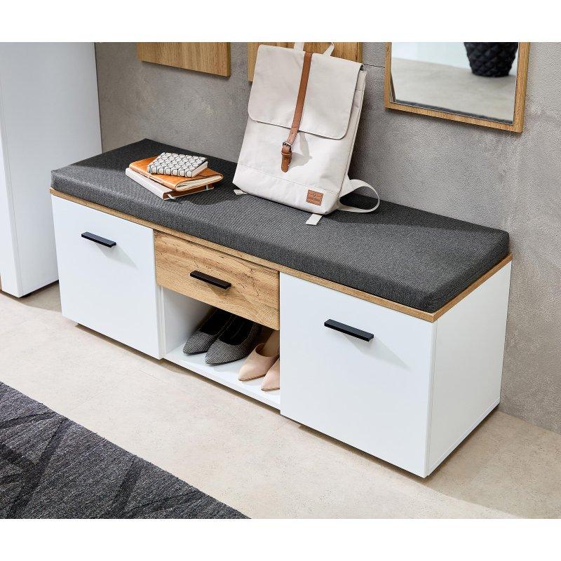 Mat Beyaz Oturaklı 3 Parçalı Portmanto Vestiyer Seti - 192 cm - 158695
