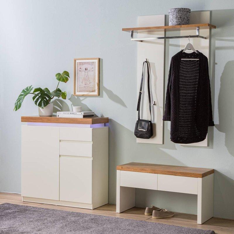 Mat Beyaz Oturaklı ve Aydınlatmalı 3 Parça Portmanto Vestiyer Seti - 182x183 cm - 158893