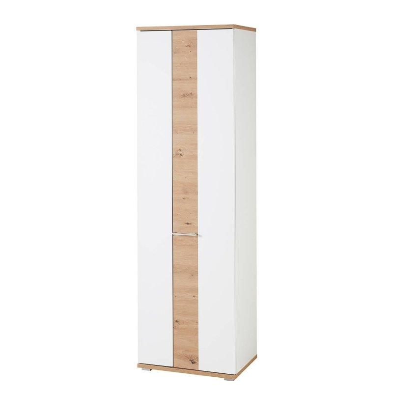 Mat Beyaz ve Artizan Dekor MDF 5 Parça Oturaklı Aynalı Işıklı Portmanto Vestiyer Seti - 260 cm - 159094