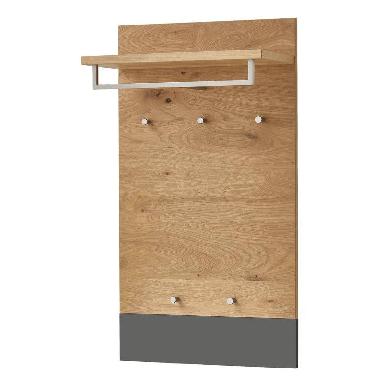 Mat Gri Gerçek Ahşap Kaplama Oturaklı Aynalı 4 Parçalı Portmanto Vestiyer - 135x195 cm - 158965