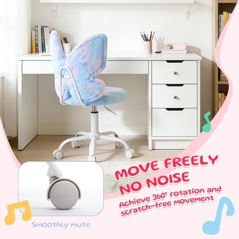 Mavi Kelebek Tasarımlı Yüksekliği Ayarlanabilir Döner Çocuk Çalışma Sandalyesi - 146712