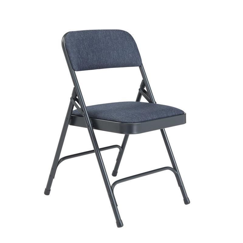 Mavi Kumaş Döşemeli Çift Menteşeli Dolgulu Çelik Katlanır Sandalye 4lü Set - 146148