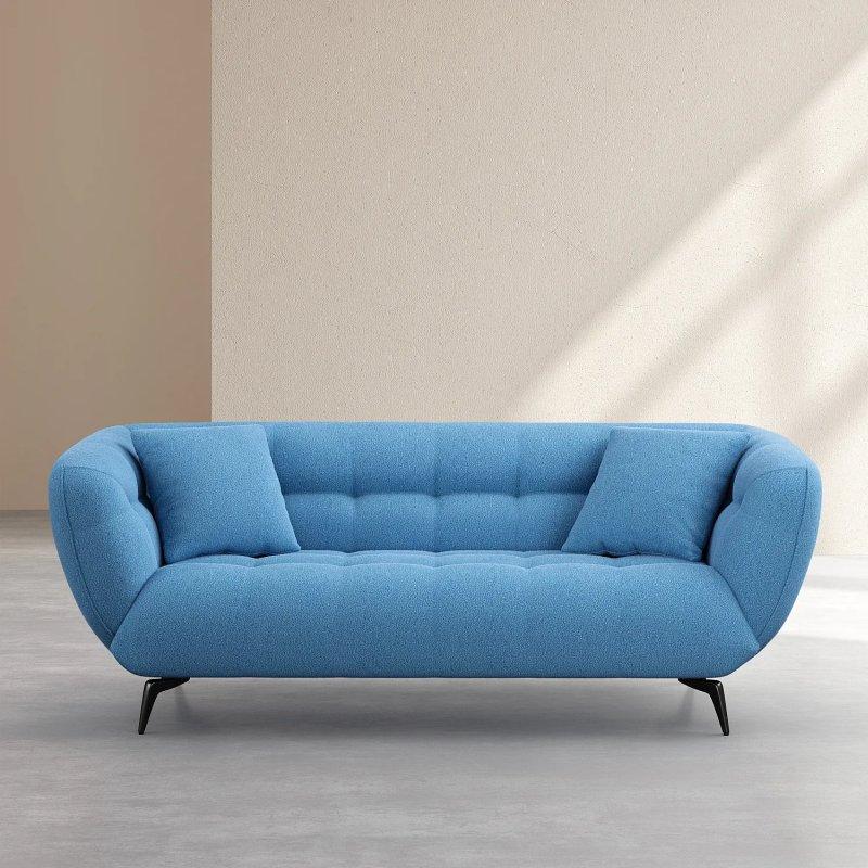 Mavi Kumaş Kapitoneli Metal Ayaklı 3 Kişilik Koltuk - 212 cm - 154597