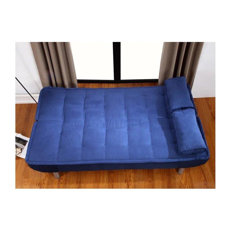 Mavi Kumaş Metal Ayaklı Kapitone Desenli Çekyat - 190 cm - 155482