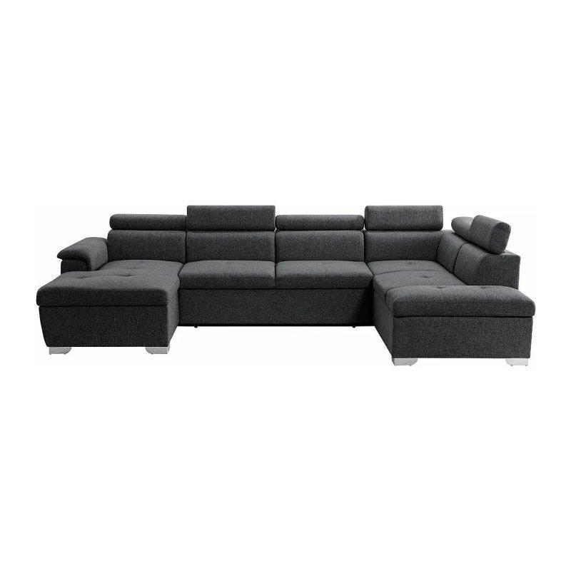 Mavi Kumaş Yataklı Sandıklı 6 Kişilik U Köşe Koltuk Takımı - 322x196 cm - 155821