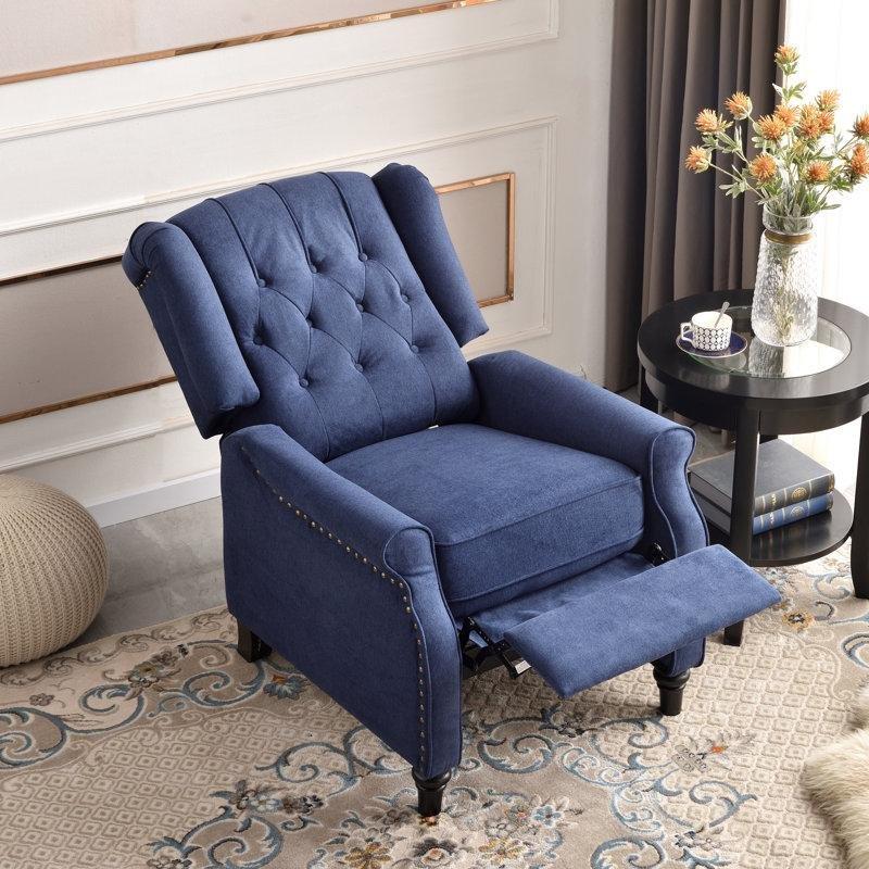 Mavi Mikrofiber Kapitoneli Zımbalı Mekanizmalı Tv Koltuğu - 75 cm - 156472