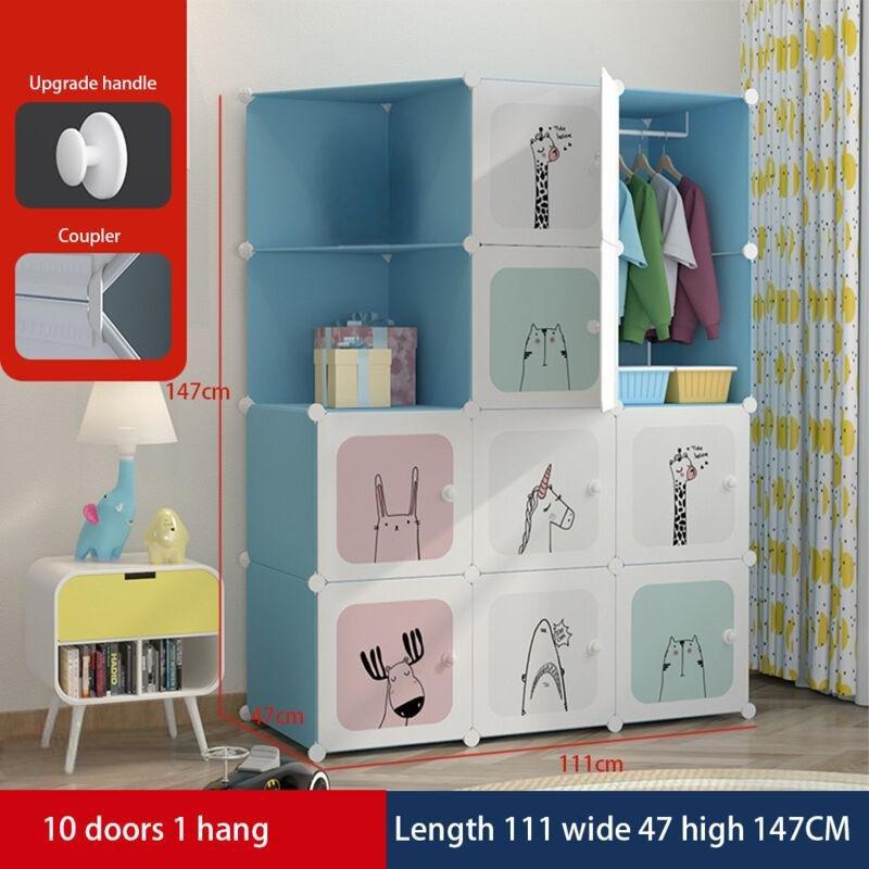 Mavi Polipropilen 12 Küplü Portatif Hayvan Desenli Oyuncak Dolabı - 111x47x147 cm - 150592