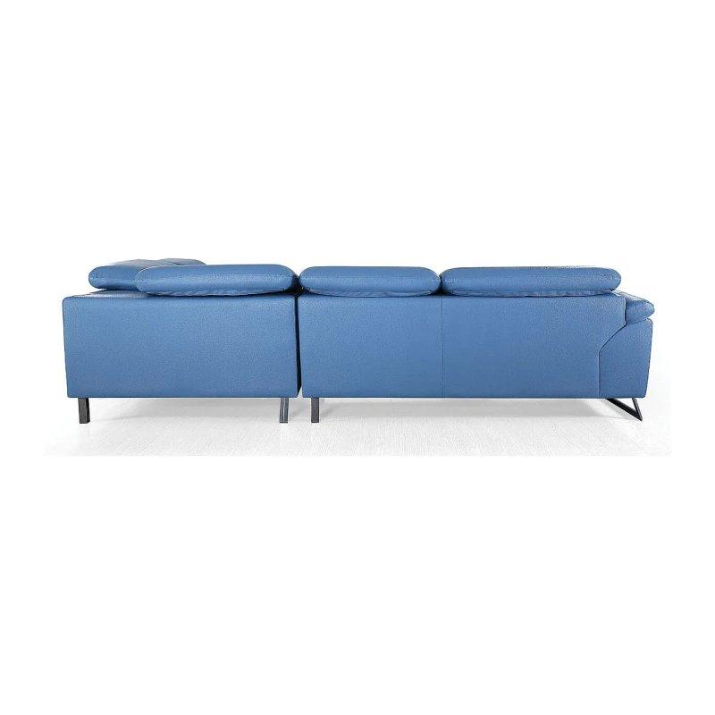 Mavi Sığır Derisi Ayarlanabilir Başlıklı Sol Köşeli Köşe Koltuk - 290x226 cm - 155761