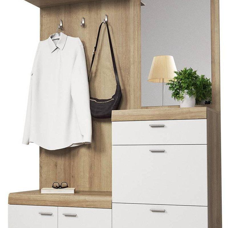 MDF Çıtalı Aynalı Modüler Portmanto Vestiyer Seti - 135 cm - 158878