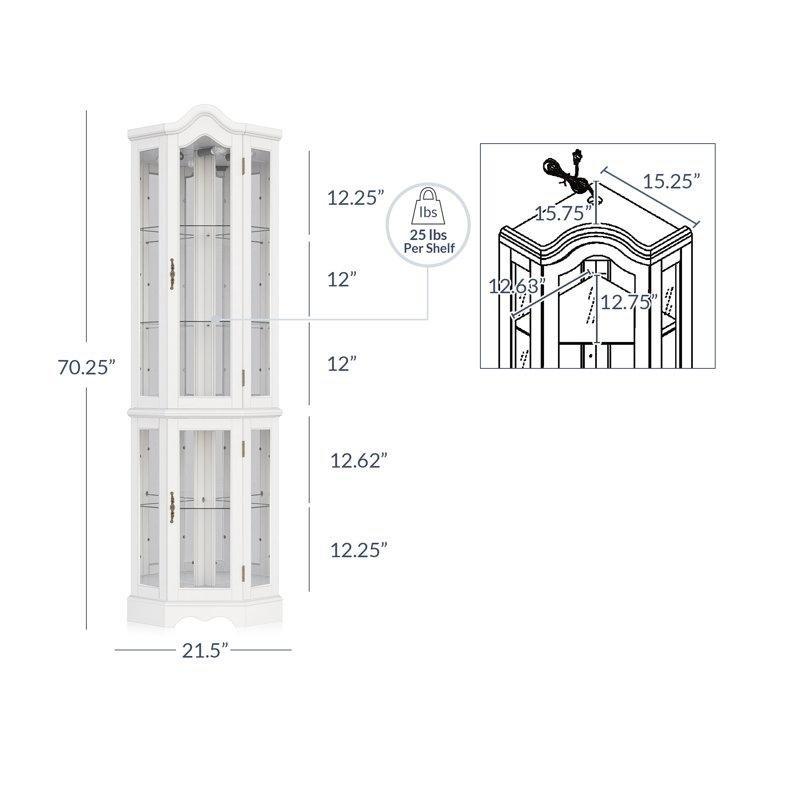 MDF Işıklı Aynalı Köşe Vitrin - Gümüşlük - 157153