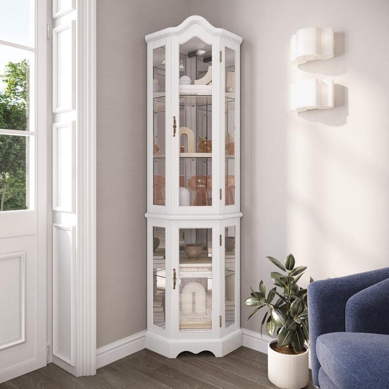 MDF Işıklı Aynalı Köşe Vitrin - Gümüşlük - 157153