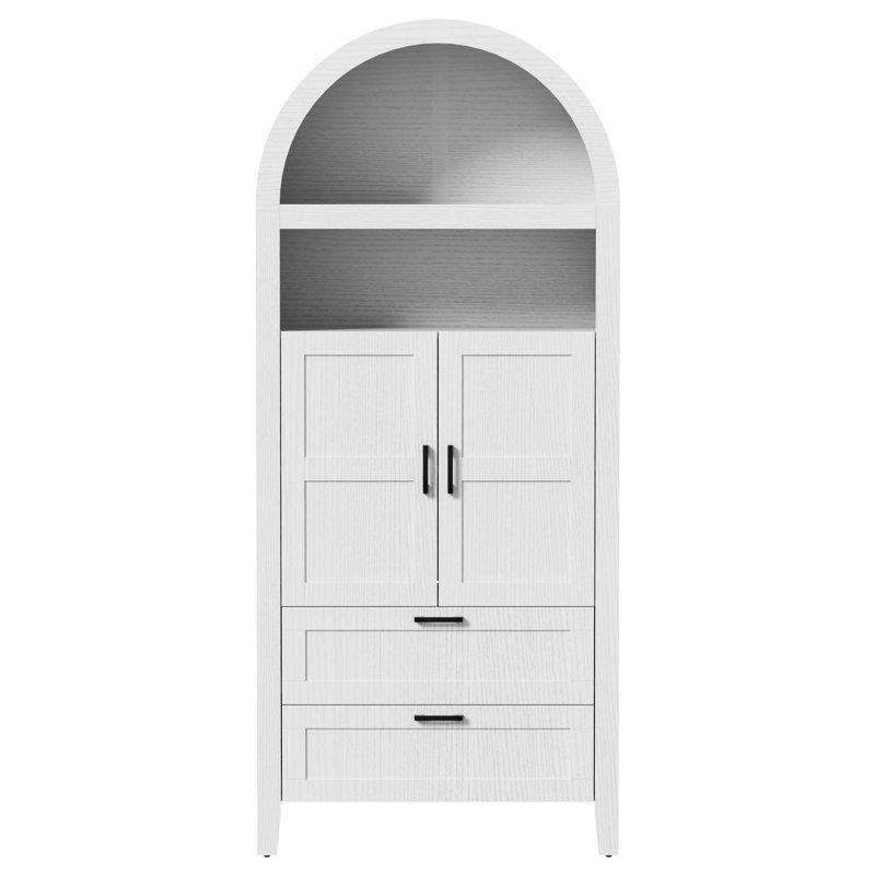 MDF Kemerli 2 Çekmeceli Geometrik Desenli Vitrin - Gümüşlük - 181x79 cm - 156976