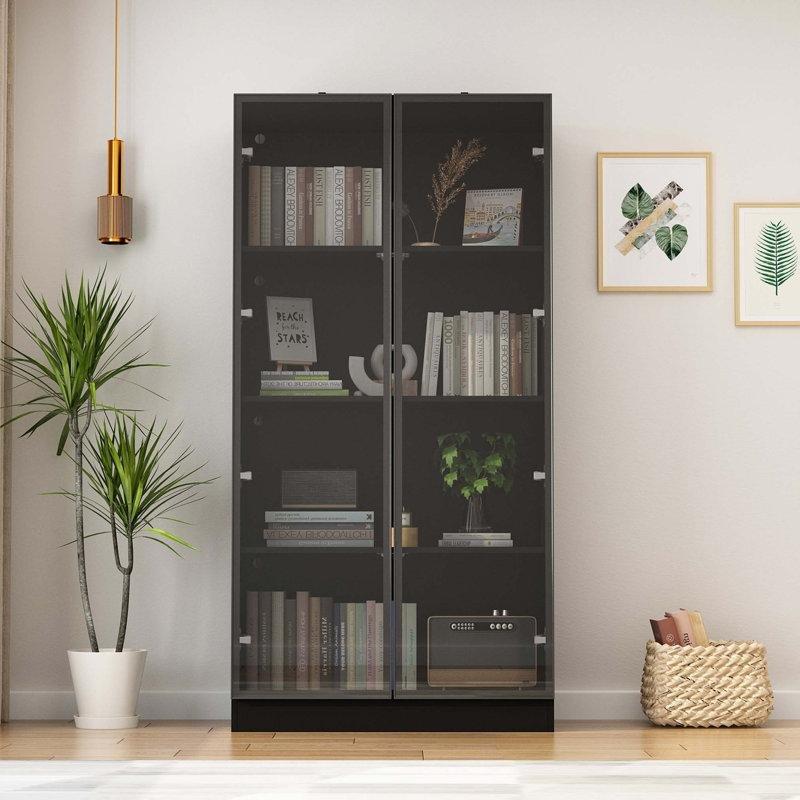 MDF LED Işıklı Cam Kapaklı Vitrin - Gümüşlük - 161x81x40 cm - 156988