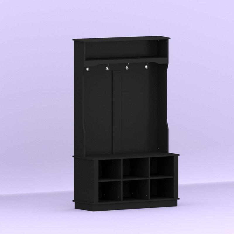 MDF Oturaklı ve Ayakkabılıklı 4 Askılı Portmanto Vestiyer - 102 cm - 159721