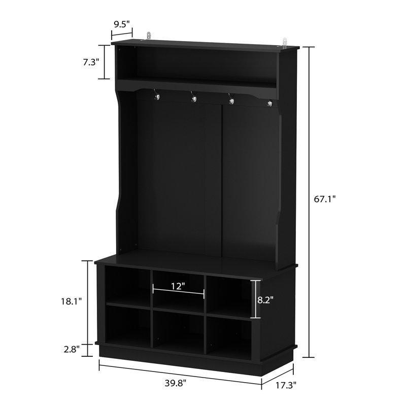 MDF Oturaklı ve Ayakkabılıklı 4 Askılı Portmanto Vestiyer - 102 cm - 159721