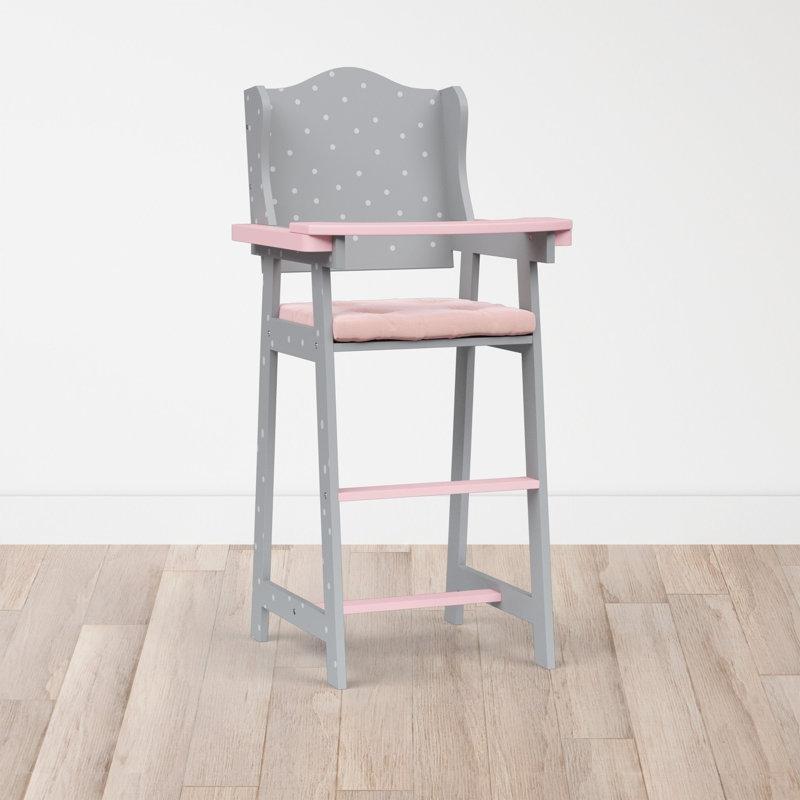 MDF Puantiyeli Minderli Oyuncak Bebek Mama Sandalyesi - 58 cm - 162508