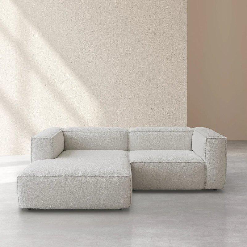 Melanj Bej Buklet Kumaş Sol Uzanma Modüllü Köşe Koltuk - 236x176 cm - 154827