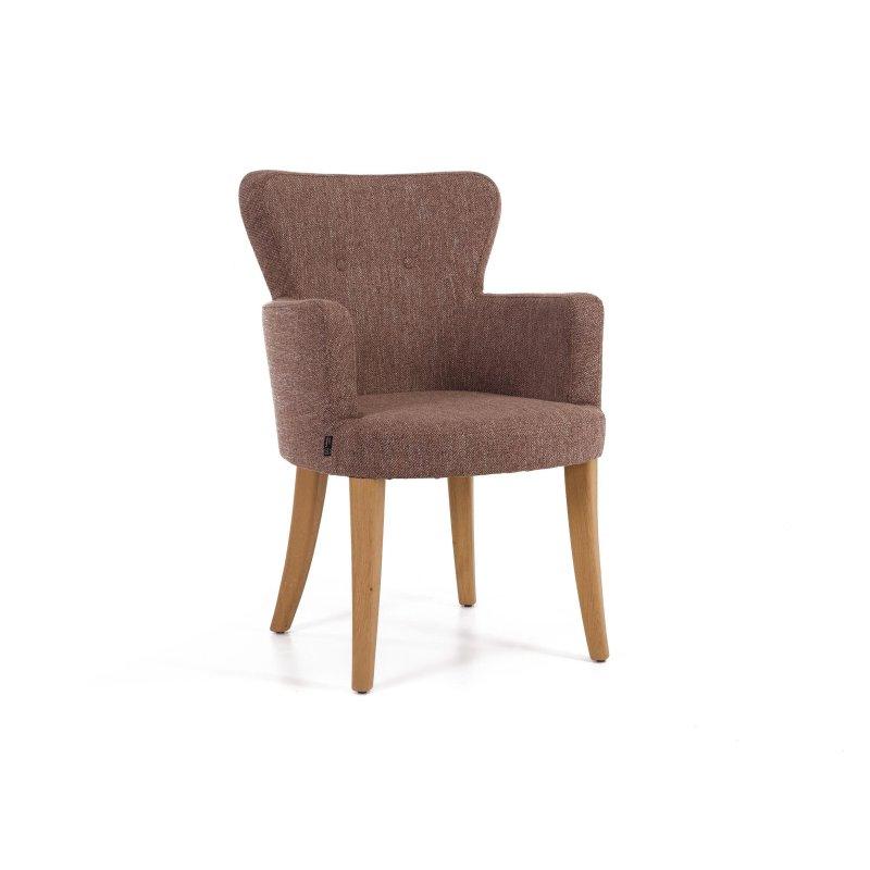 Meşe Ahşap Ayaklı Kolçaklı Kalp Sırtlı Kumaş Sandalye - 147657