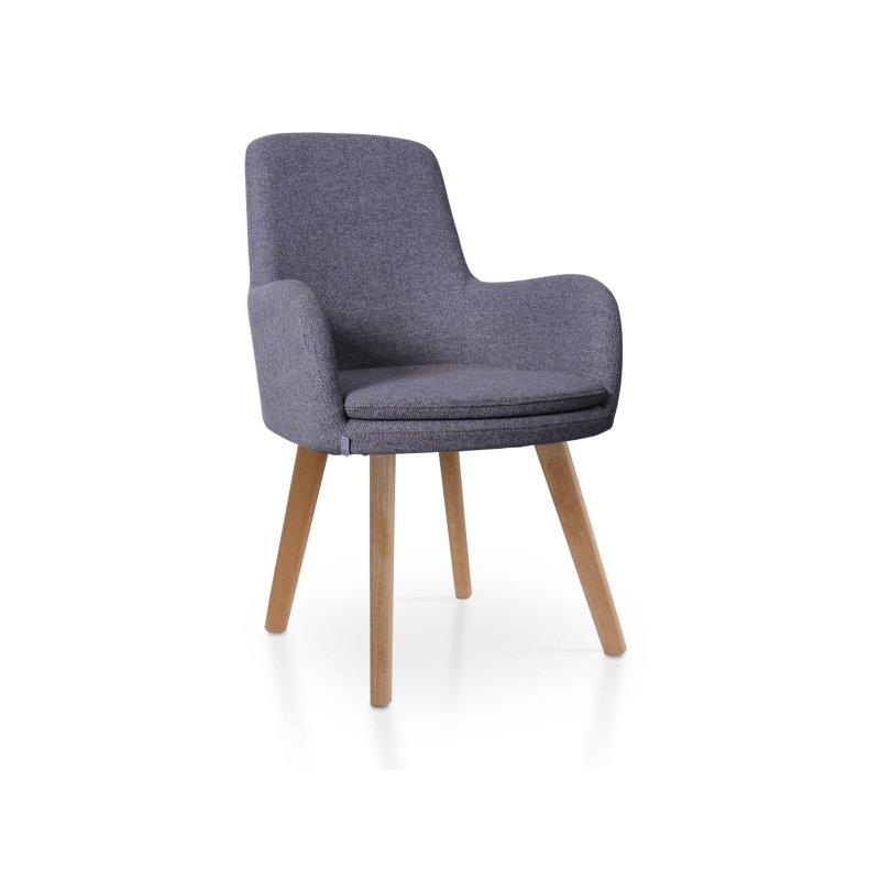 Meşe Ahşap Ayaklı Kumaş Döşemeli Kolçaklı Sandalye - 147654