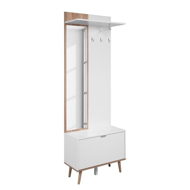 Meşe Ayaklı Metal Kulplu Tek Kapaklı Portmanto Vestiyer - 159307