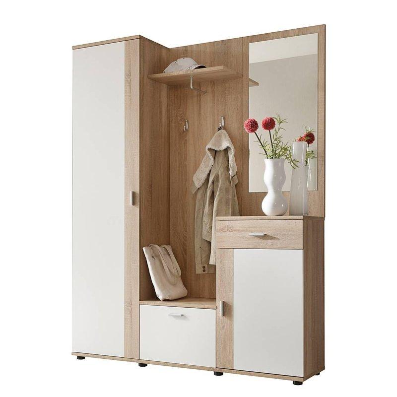 Meşe Aynalı ve Çekmeceli Modern Portmanto Vestiyer Seti - 145x188 cm - 159016