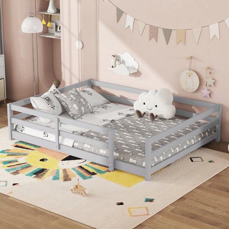 Meşe Çam Ağacı Korumalı Montessori Karyola - 148x196 cm - 142693