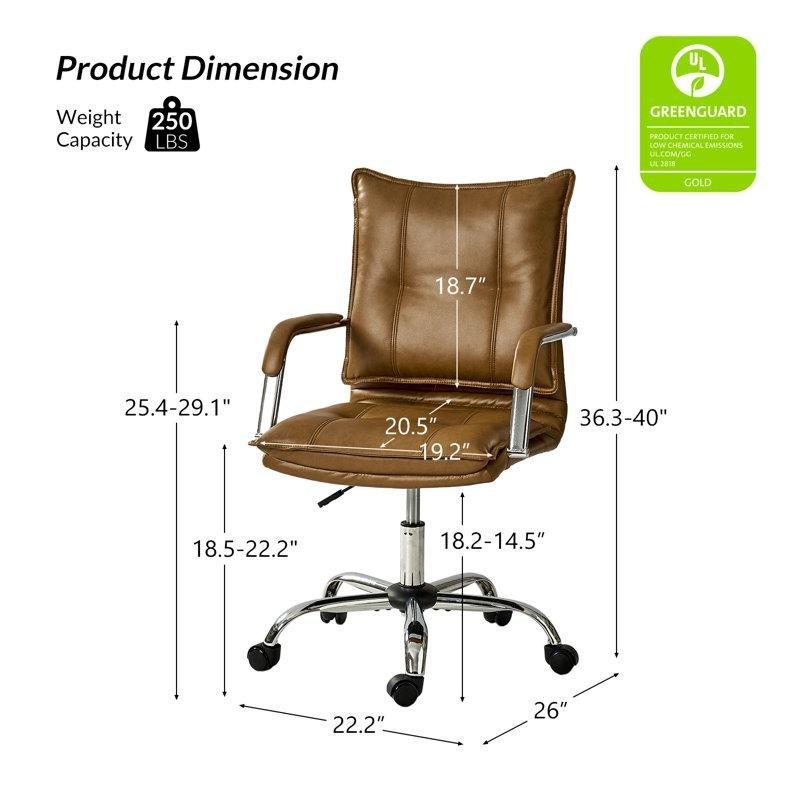Metal Ayaklı Suni Deri Kapitoneli Yüksekliği Ayarlanabilir Döner Sandalye - 145878