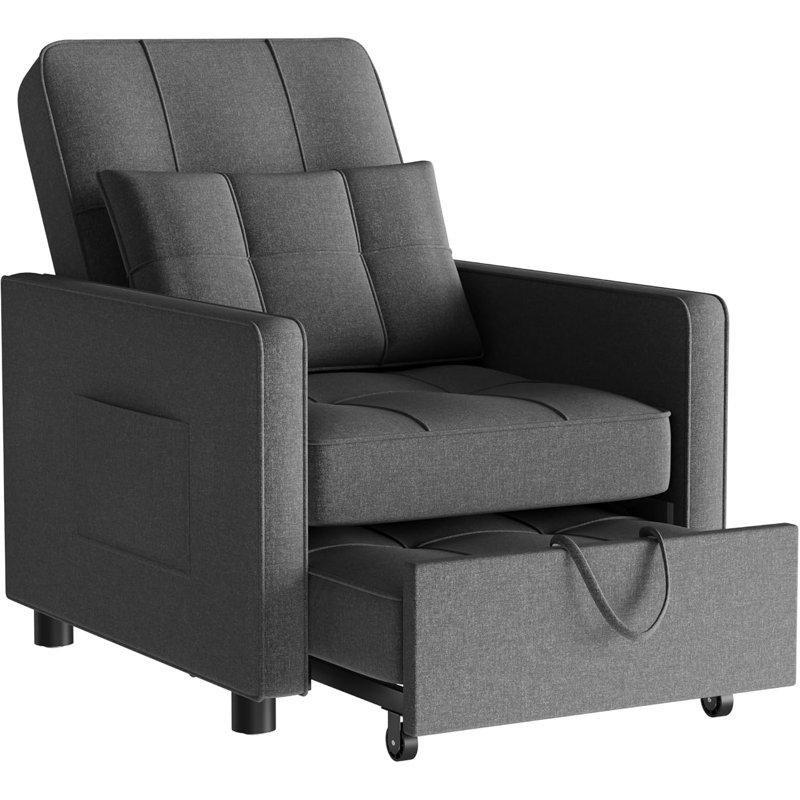 Metal İskeletli Yatağa Dönüşebilen Bel Destekli Kumaş Tekli Koltuk - 156286