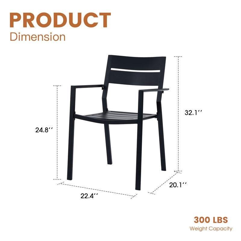 Metal İstiflenebilir Kolçaklı Balkon Sandalyesi - 4lü Set - 145476
