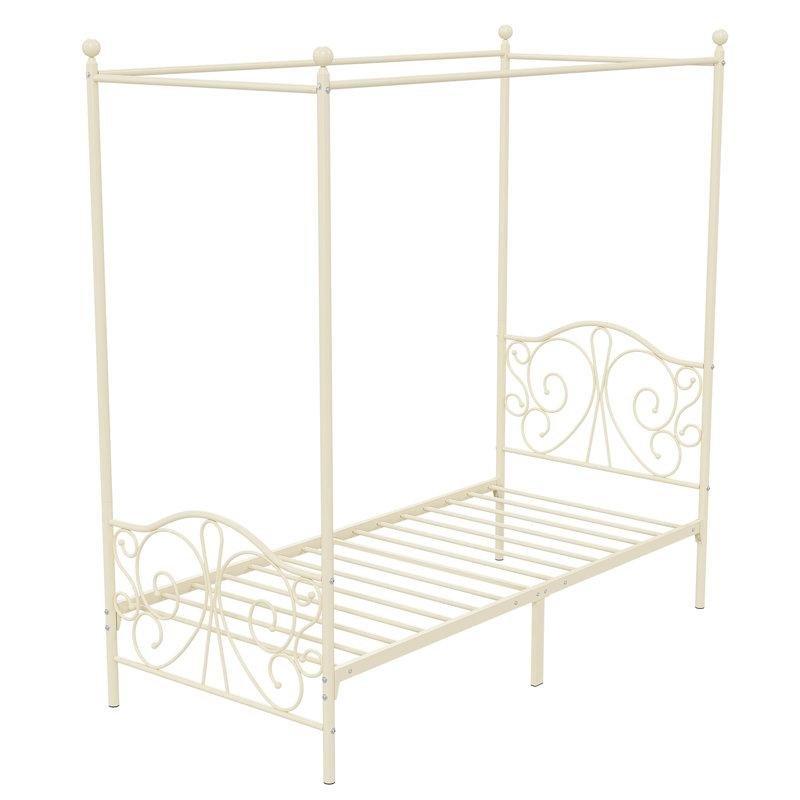 Metal Kelebek Desenli Başlıklı Cibinlikli Karyola - 94x200 cm - 142477
