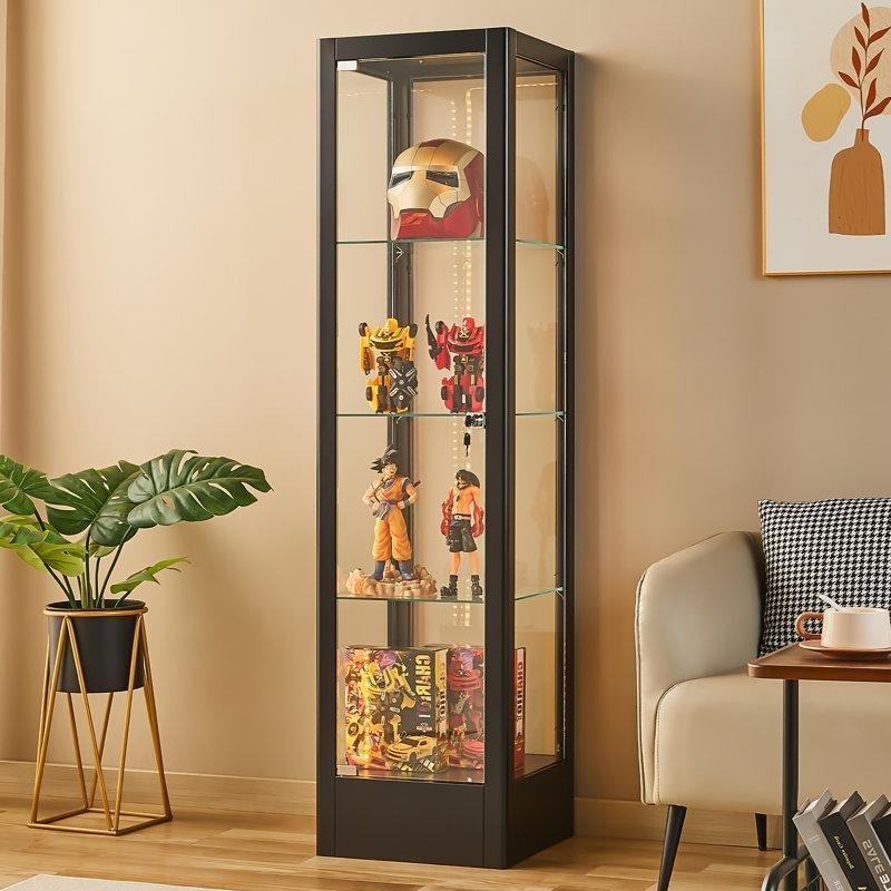 Metal Kilitli Ayarlanabilir Raflı RGB Aydınlatmalı Camlı Oyuncak Dolabı - 161x41x41 cm - 149835