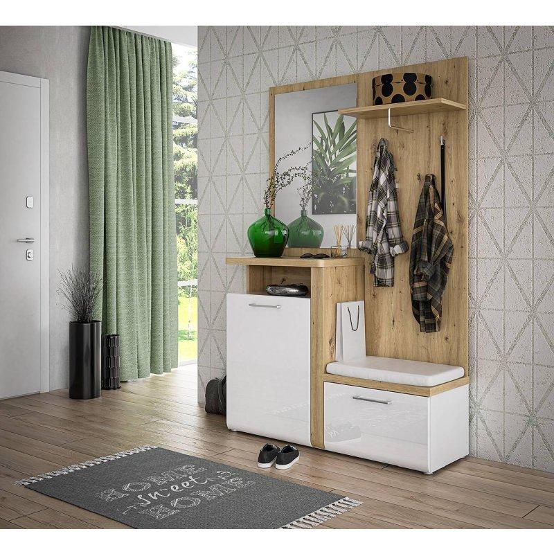 Metal Kulplu 2 Kapaklı Oturma Alanlı Portmanto Vestiyer - 129x201x43 cm - 158713