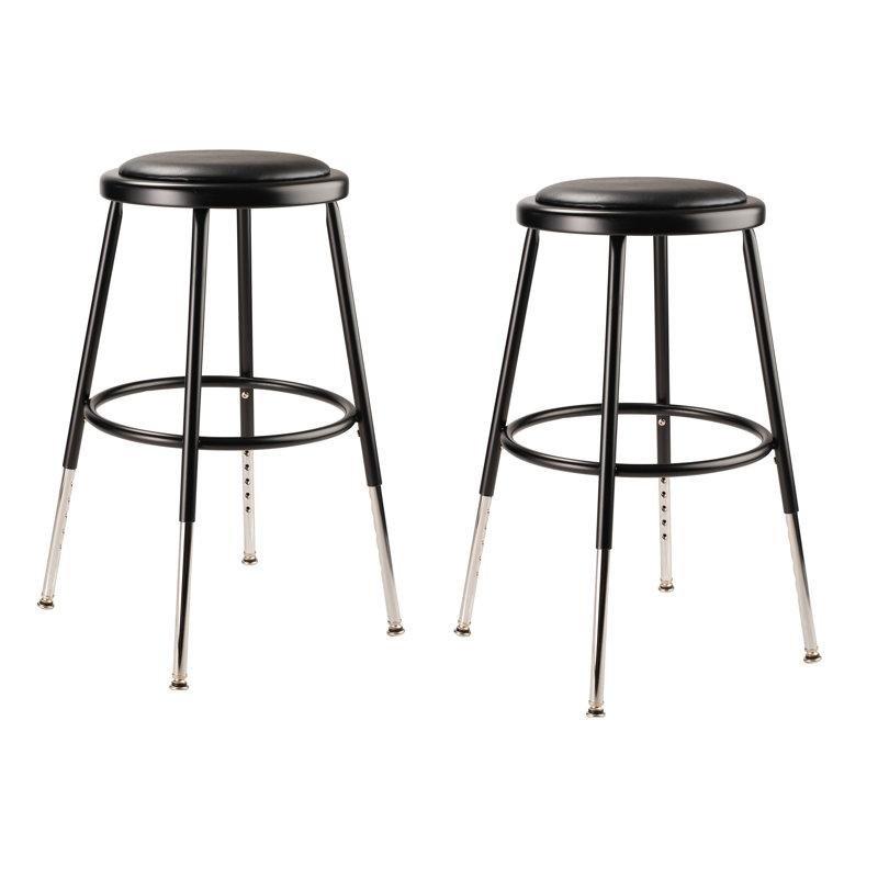 Metal Kumaş Döşemeli Yüksekliği Ayarlanabilir Ayak Destekli Ergonomik Bar Tipi Çalışma Sandalyesi 2li Set - 148689