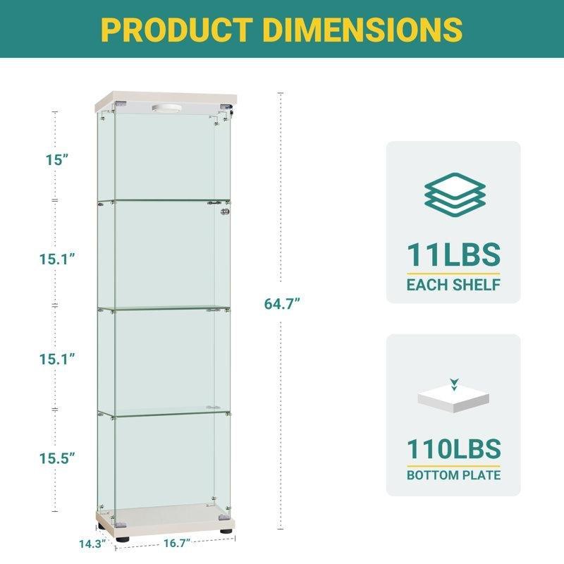 Metal LED Işıklı Kilitli Camlı Oyuncak Dolabı - 165x43x37 cm - 150267