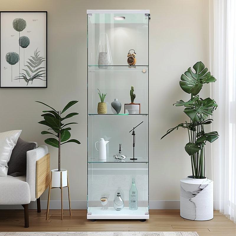 Metal LED Işıklı Kilitli Camlı Oyuncak Dolabı - 165x43x37 cm - 150267