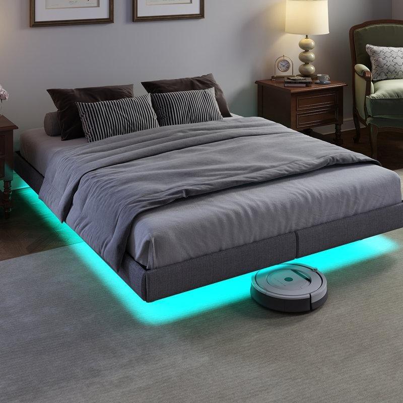 Metal LED Işıklı ve Yüzen Tasarımlı Karyola - 160x204 cm - 142321