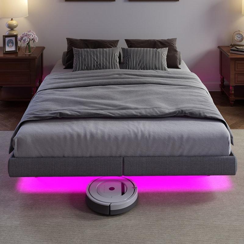 Metal LED Işıklı ve Yüzen Tasarımlı Karyola - 160x204 cm - 142321