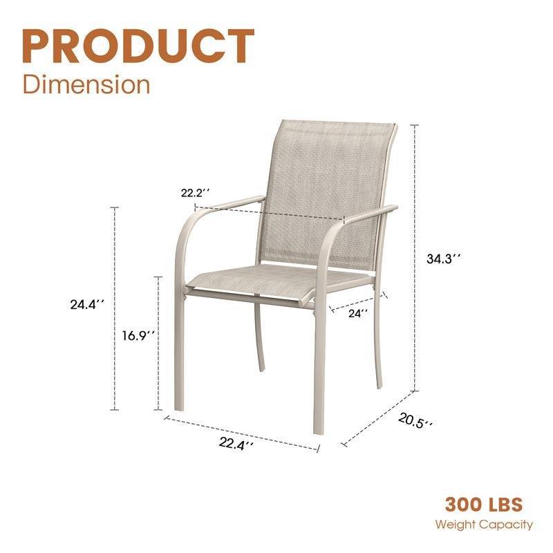 Metal Tekstilen İstiflenebilir Kolçaklı Balkon Sandalyesi - 4lü Set - 145413