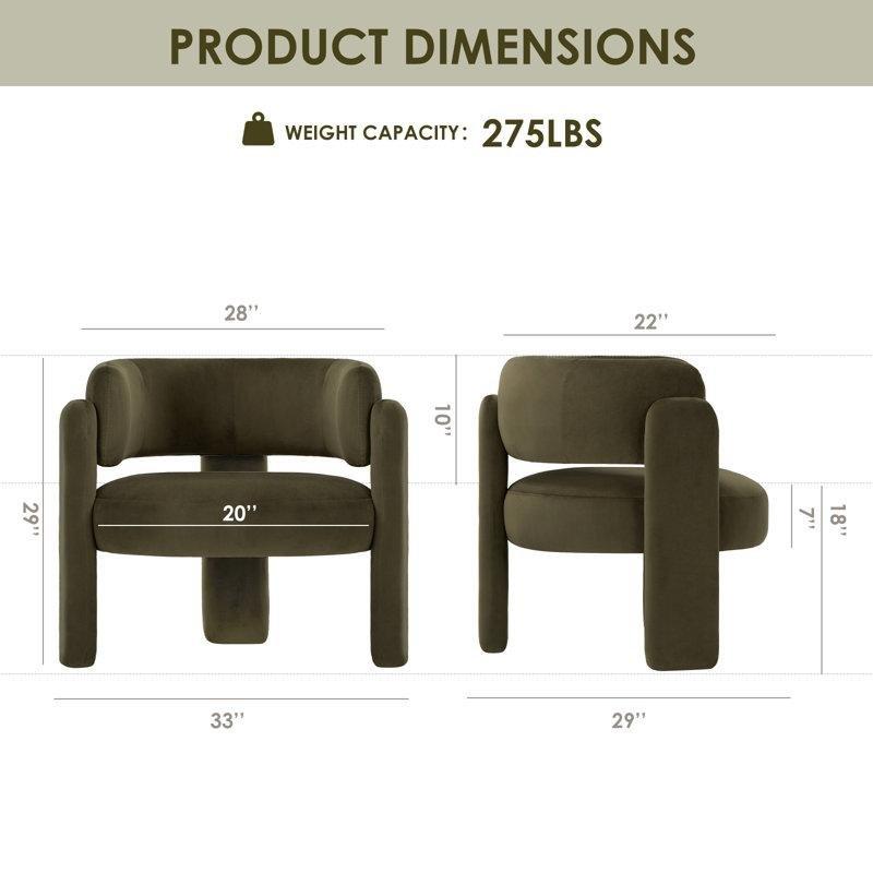 Metal Üç Ayaklı Modern Kadife Berjer Koltuk, 2'li Set - 84 cm - 156577