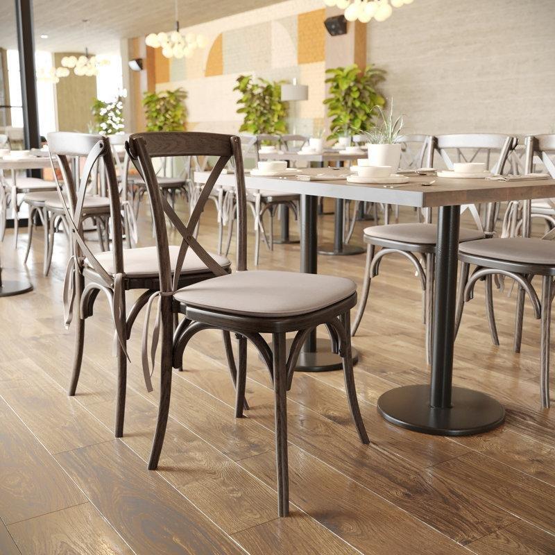 Minderli Dişbudak Ağacı Çapraz Sırtlı İstiflenebilir Bistro Sandalye - 146898
