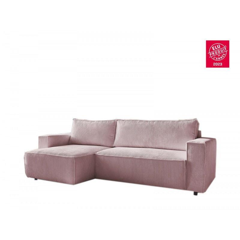 Mor Fitilli Kadife Kumaş Sandıklı Yataklı Çift Yönlü Köşe Koltuk - 153344