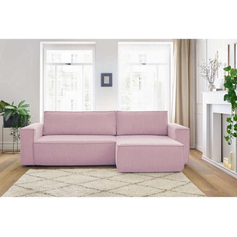 Mor Fitilli Kadife Kumaş Sandıklı Yataklı Çift Yönlü Köşe Koltuk - 153344