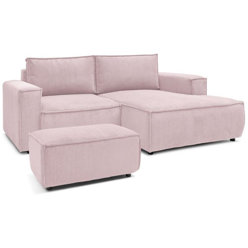 Mor Fitilli Kadife Puflu Sağ Köşe Koltuk - 240x148 cm - 152406
