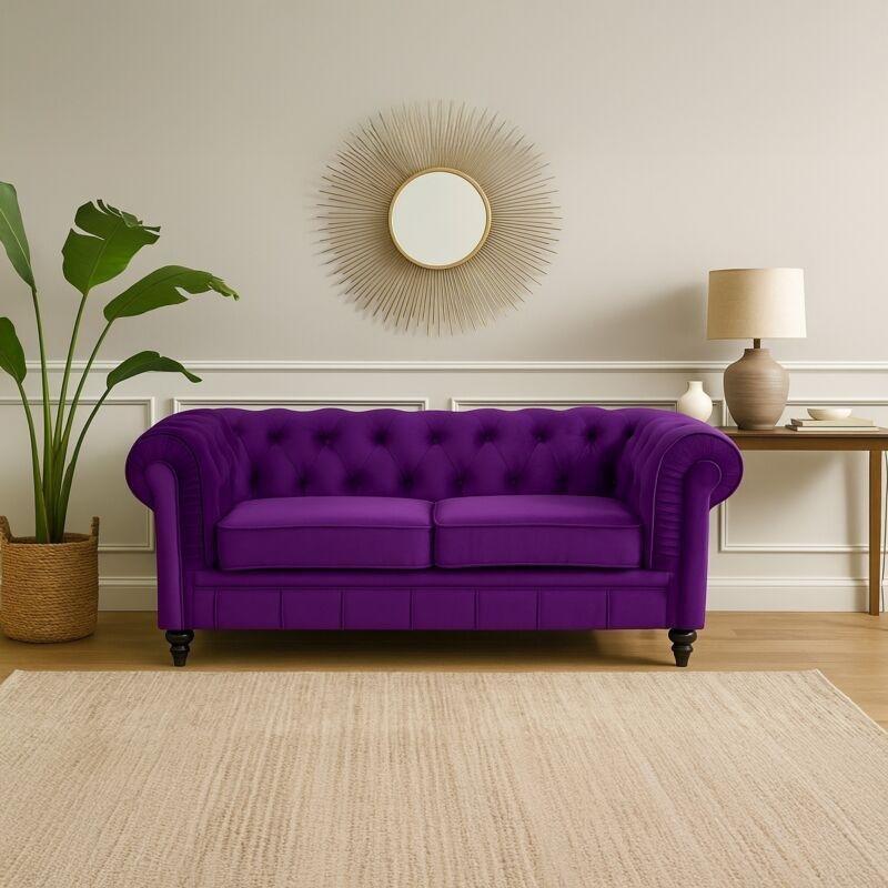 Mor Kadife Chesterfield 2 Kişilik Koltuk - 157x80x72 cm - 152755