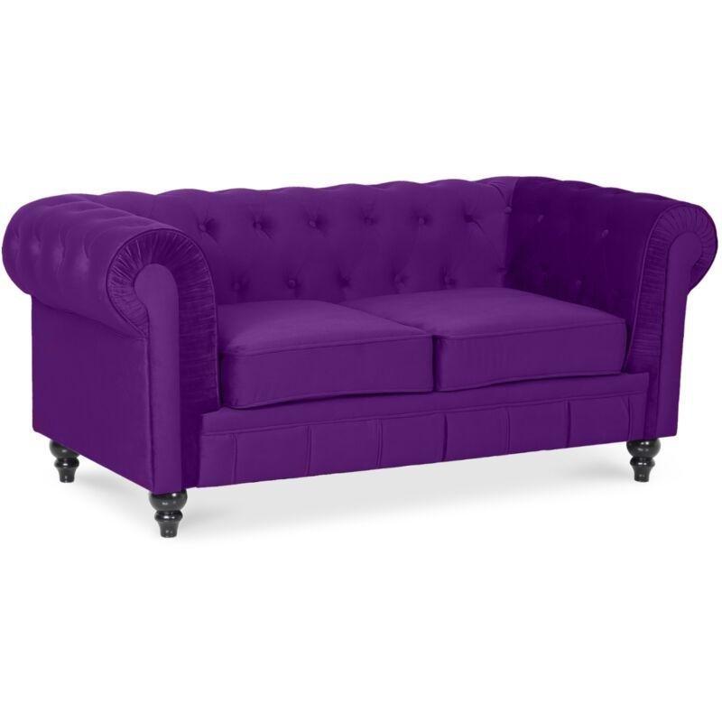 Mor Kadife Chesterfield 2 Kişilik Koltuk - 157x80x72 cm - 152755