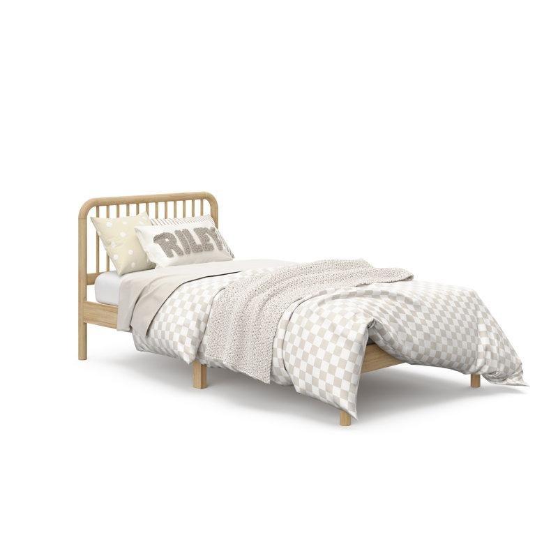 Naturel Masif Ahşap Kavisli Çıta Başlıklı Çocuk Karyolası - 107x203 cm - 142915